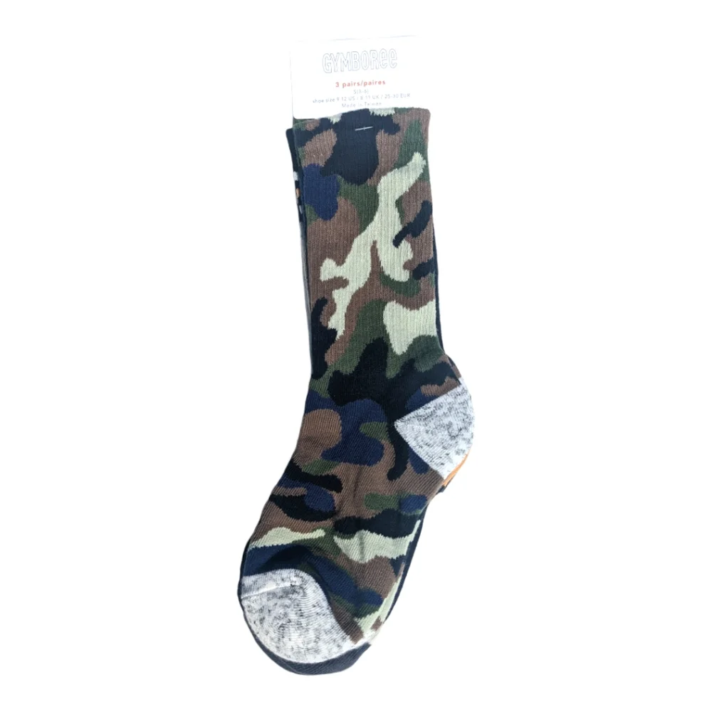 Gymboree Boys S 3-6 shoe size 9-12 Camouflage/Stripes Socks (3)